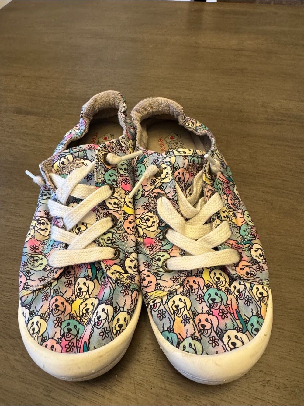 BOBS from Skechers women’s Pastel Puppy Print Sneakers - White Laces